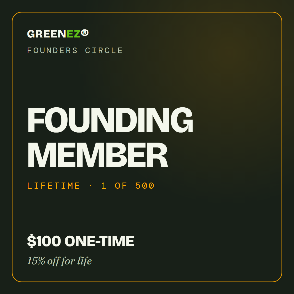 GreenEZ Founders Circle Founding Member lifetime badge