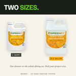 GreenEZ Furniture Stripper available in one quart and half gallon sizes
