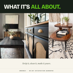 Refinished furniture pieces after using GreenEZ Furniture Stripper, backed by a 30 day satisfaction guarantee